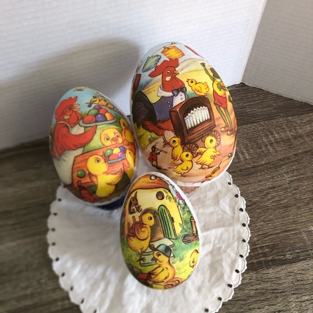 Vtg Paper Mache Nesting Easter Eggs